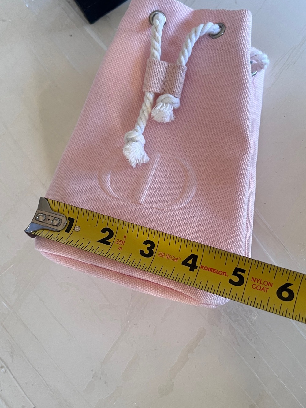 New! Dior Pink Canvas Drawstring Bucket cosmetic bag - Picture 7 of 8